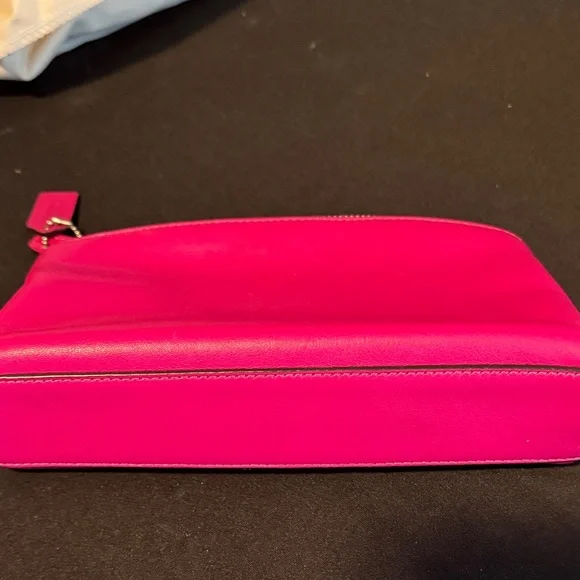Coach Hot Pink Leather Cosmetic Pouch - Picture 6 of 11